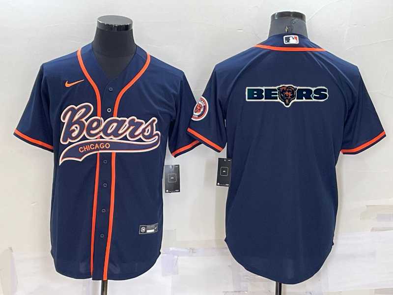 Men's Chicago Bears Navy Team Big Logo With Patch Cool Base Stitched Baseball Jersey,We sell and wholesale Men's Chicago Bears Navy Team Big Logo With Patch Cool Base Stitched Baseball Jersey on line form chian!